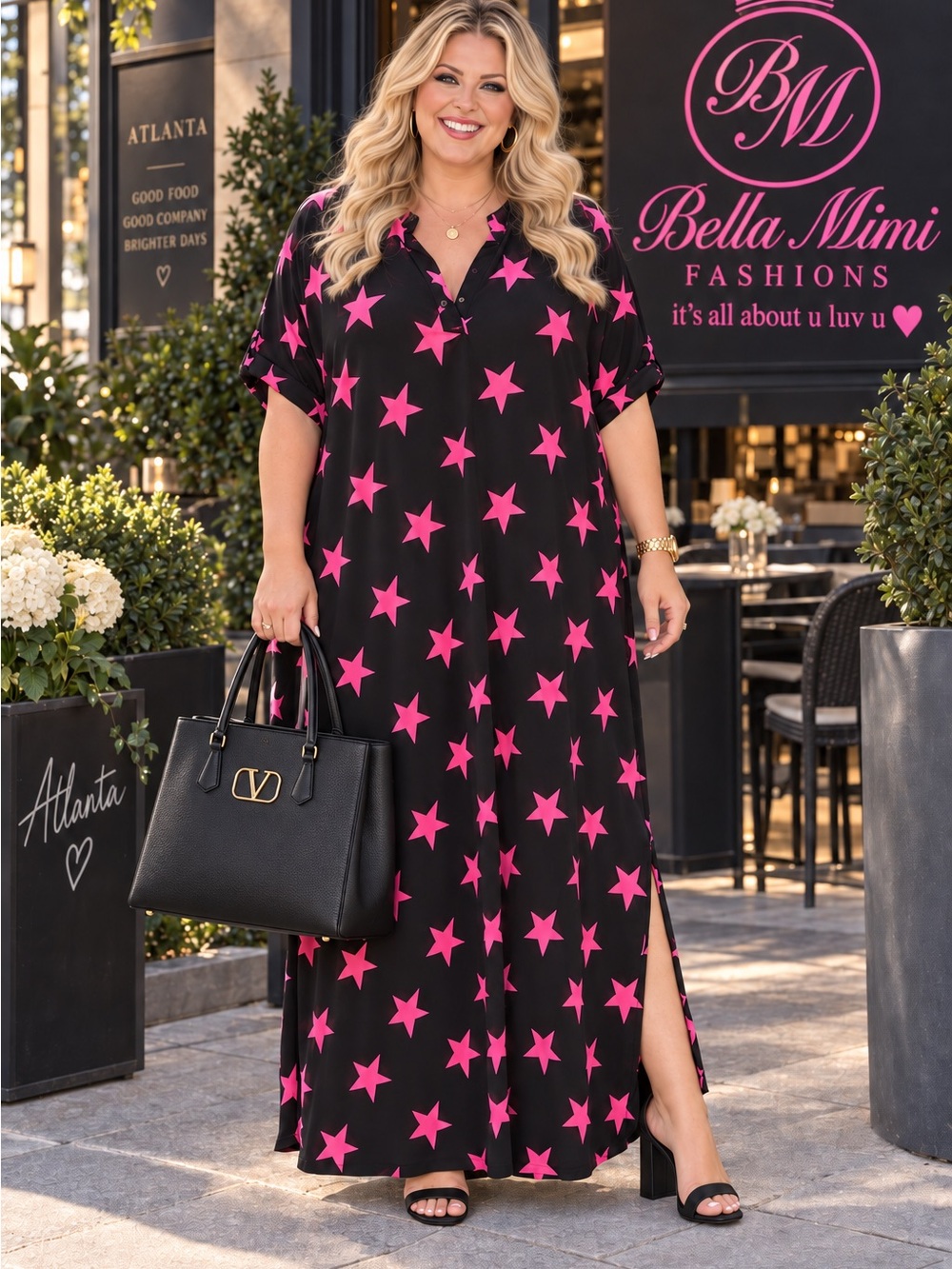 ✨ HEIMISH USA Pink Star Maxi Dress ✨ 3x